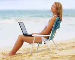 jobs - Woman working from the beach